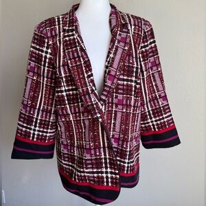 Preston & York Red Black Print Blazer Women’s 18 Maximalist Career Houndstooth
